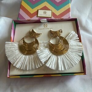 House of Harlow 1960 Gold and White Fan Earrings